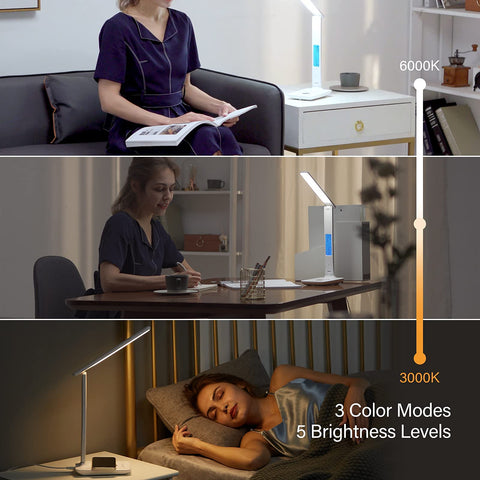 Poukaran lamp foldable arm design saves space on a cluttered desk