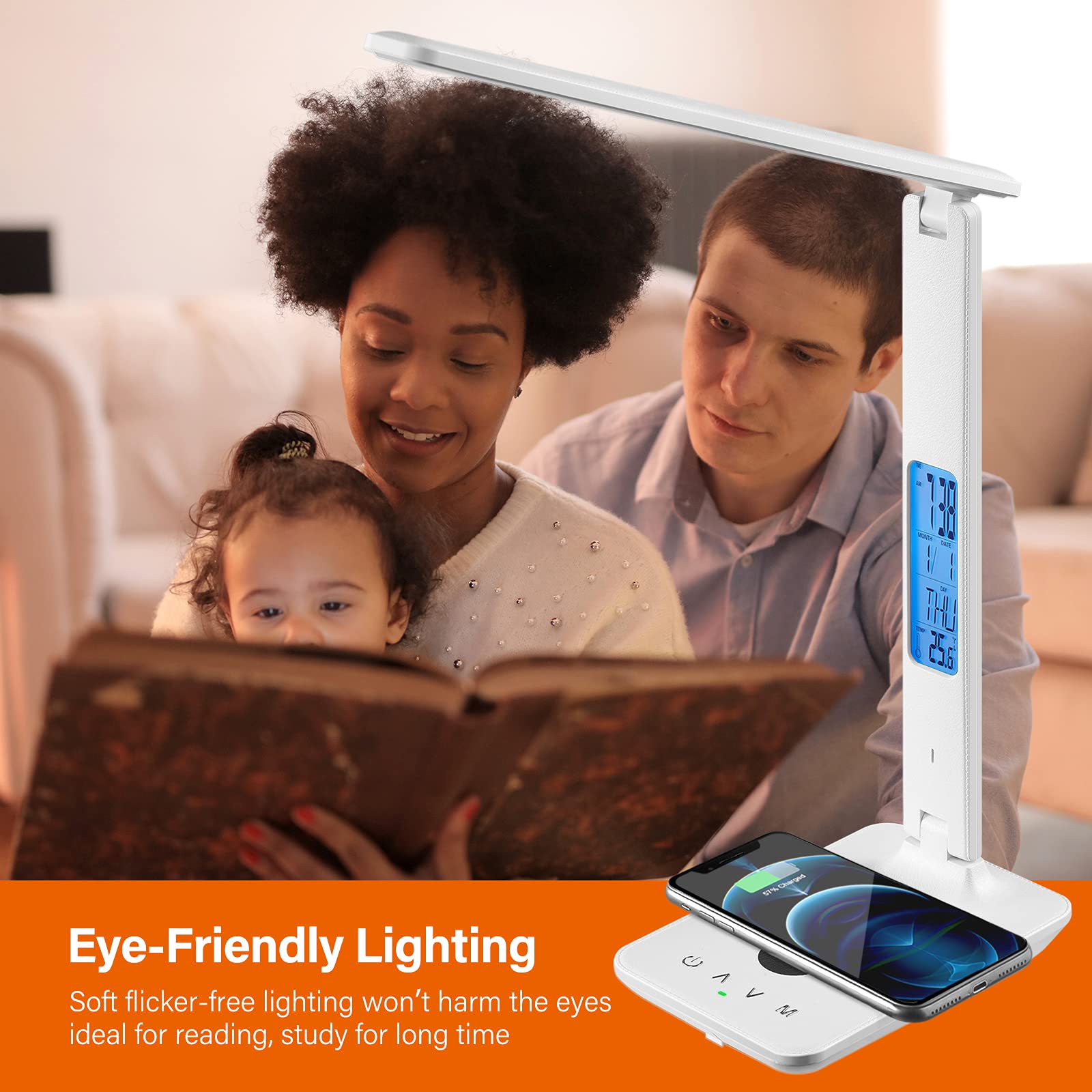 Poukaran LED desk lamp white finish suits modern home offices.