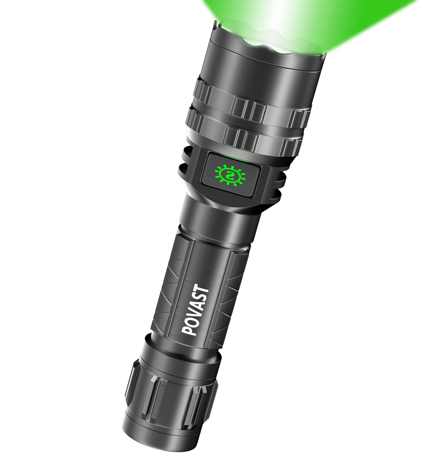POVAST PVL2 zoomable green light beam for precise outdoor visibility during night hikes.