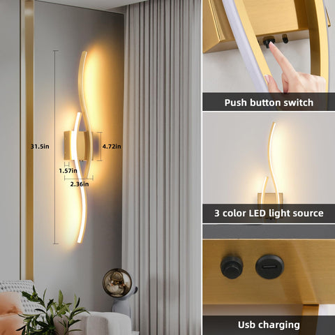 Povectolay bedroom wall sconce in gold creates cozy evenings