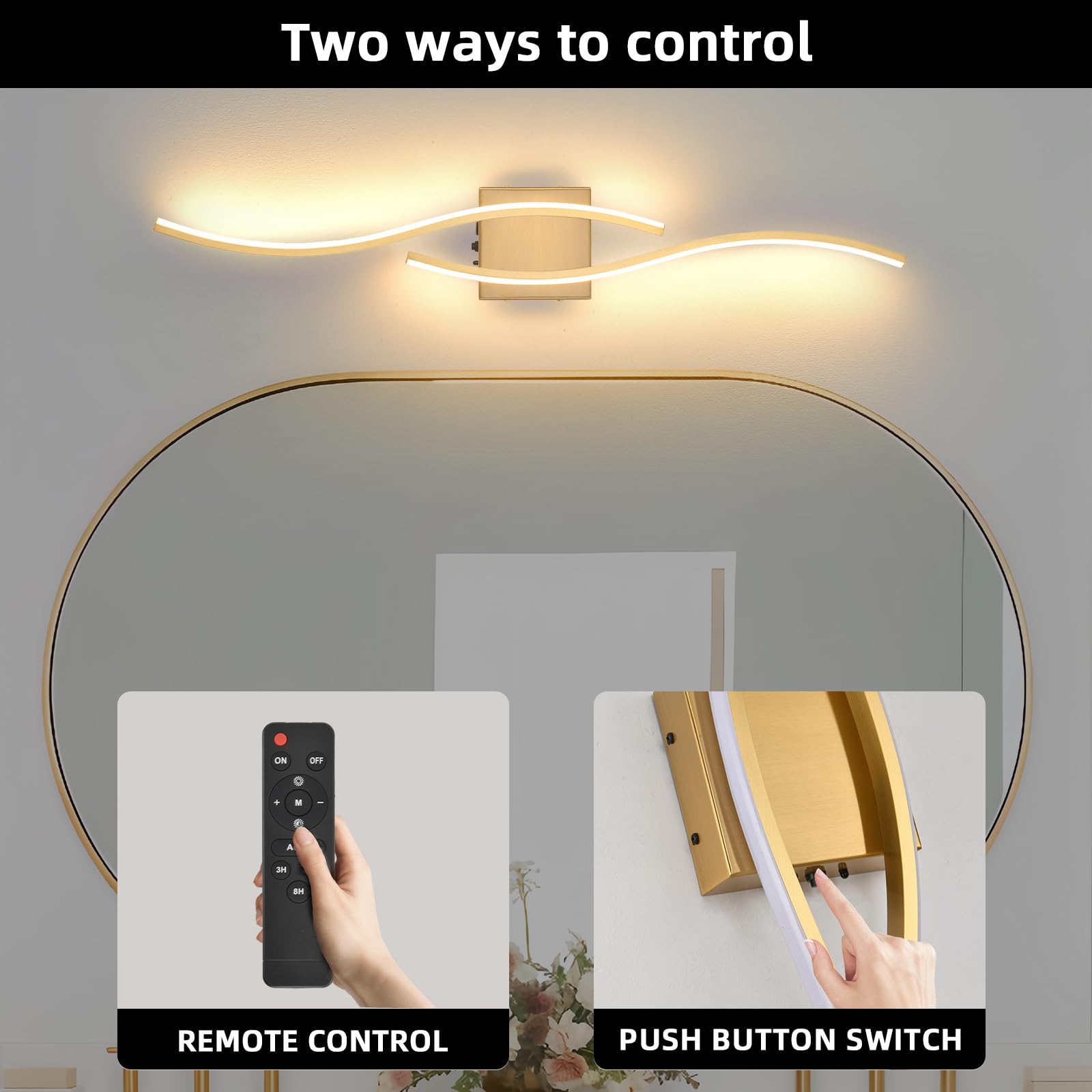 Povectolay USB-rechargeable wall sconce in gold for convenient power