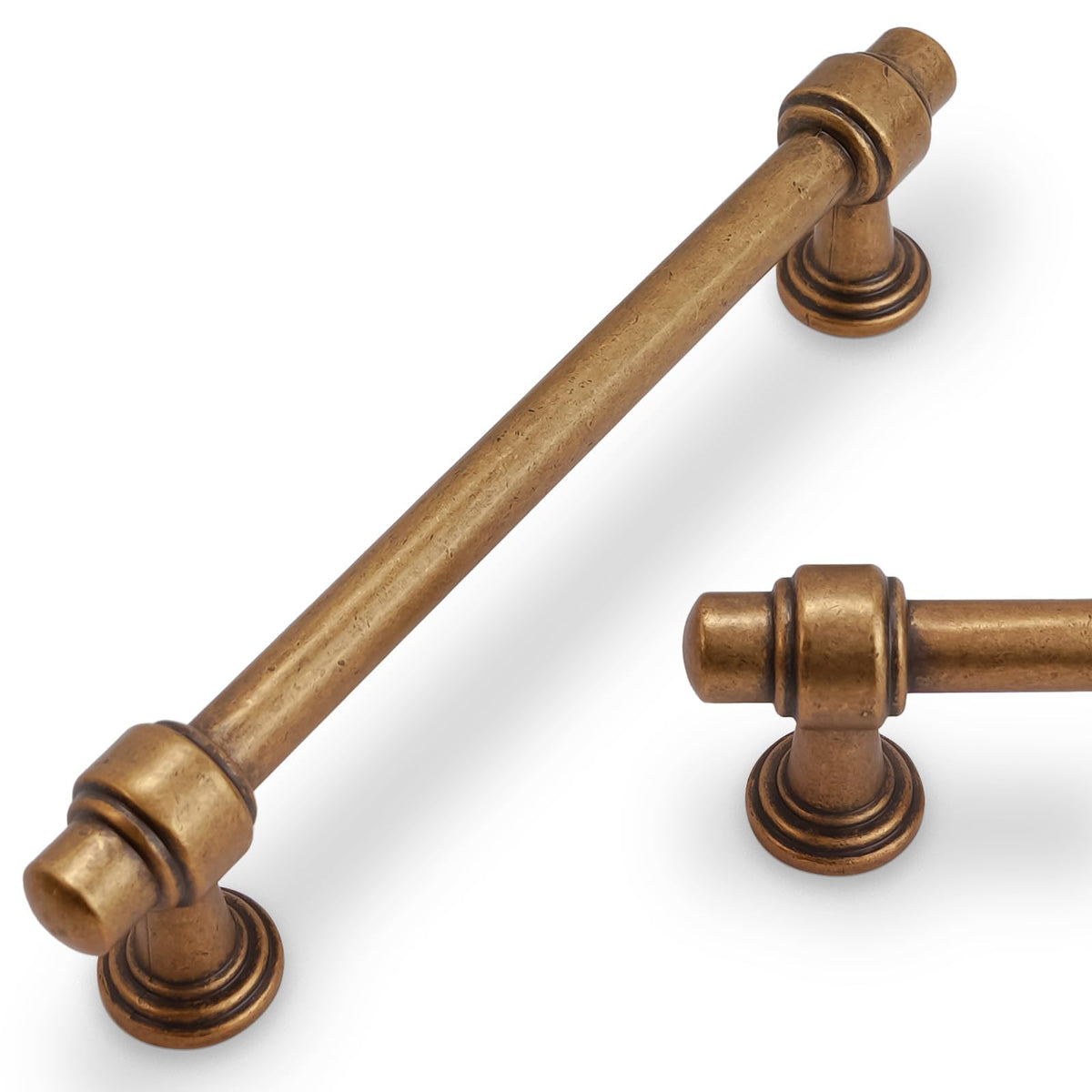 POVEFONK antique brass handle closeup showing durable zinc alloy construction for lasting use.