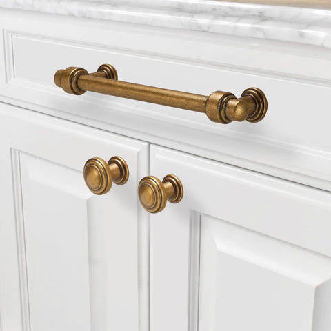POVEFONK kitchen hardware in vintage bronze adds timeless character to any cabinet.