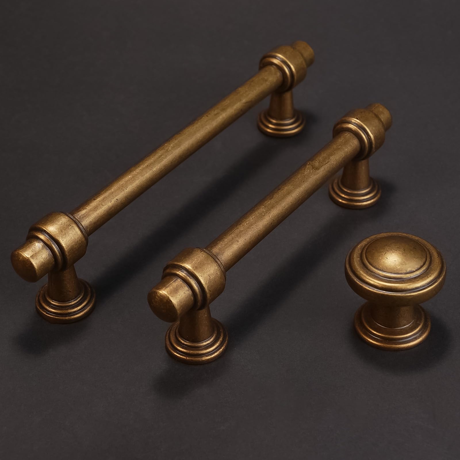 POVEFONK pack of 10 antique brass pulls offers cohesive DIY upgrades.