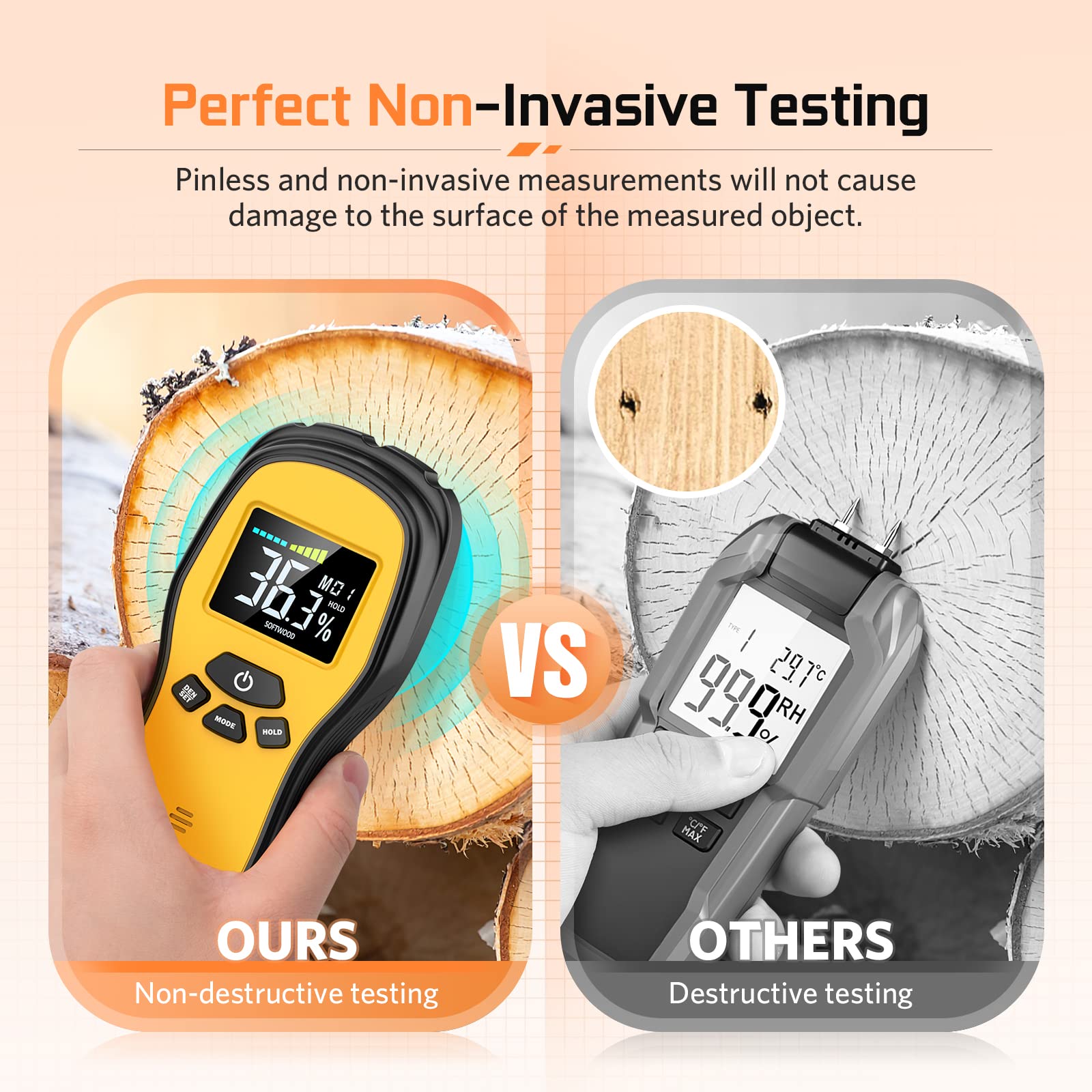 Povlen moisture meter hardwood mode provides accurate readings for dense timber.