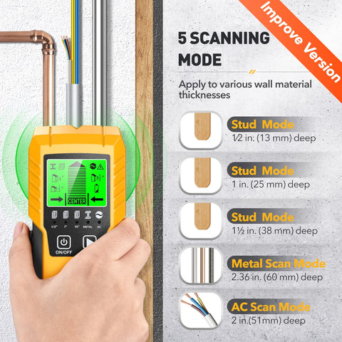 Povlen Stud Finder deep scan reveals hidden objects behind walls