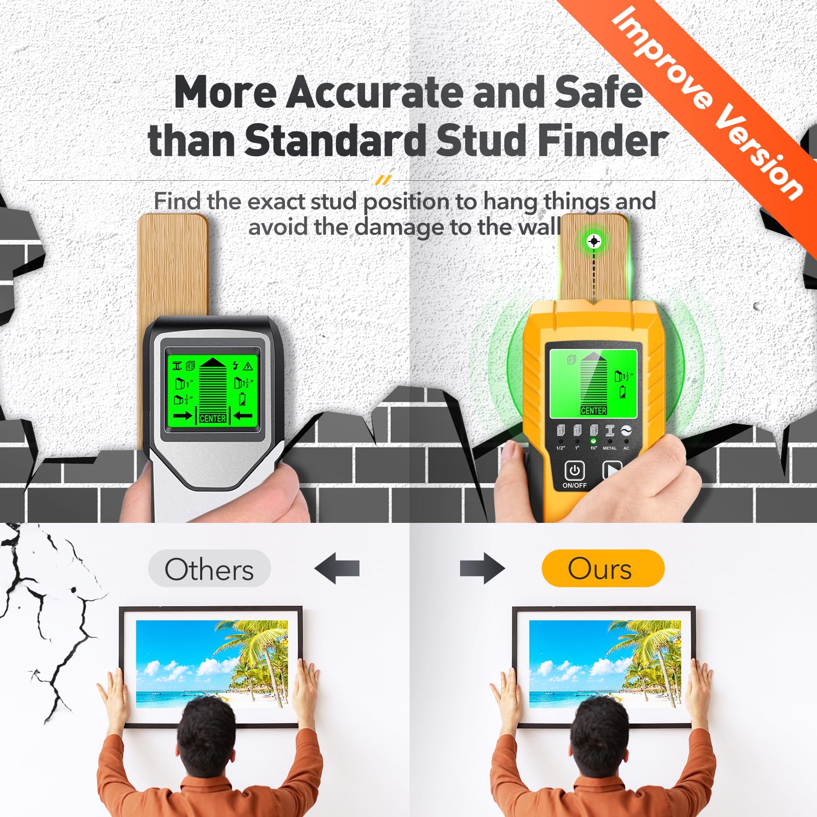 Povlen Stud Finder metal and pipe detection for plumbing planning