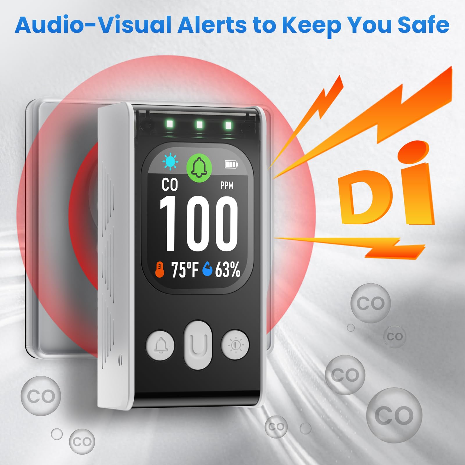 Povlen travel-friendly plug-in CO detector designed for portable safety.