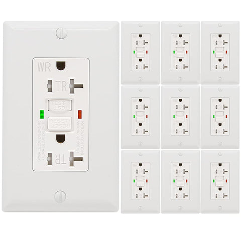 Powawini GFCI outlet front view showing safe 20‑amp access