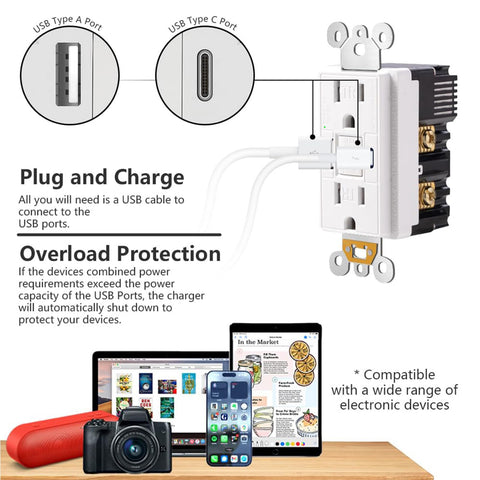 POWAWINI outlet with tamper-resistant shutters for safety.