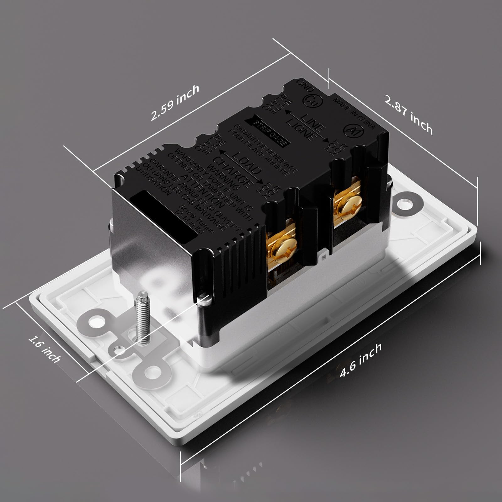 Sleek POWAWINI screwless wall plate for a clean modern look.