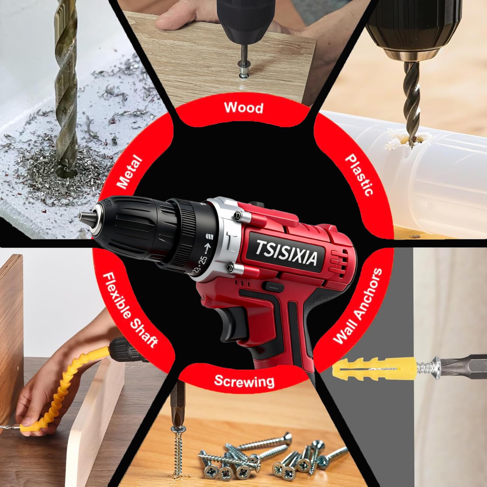 Power Drill Driver 21V 25+1 clutch helps prevent overdriving.