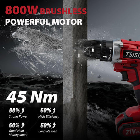Power Drill Driver 21V ergonomic handle supports comfortable one-handed use.
