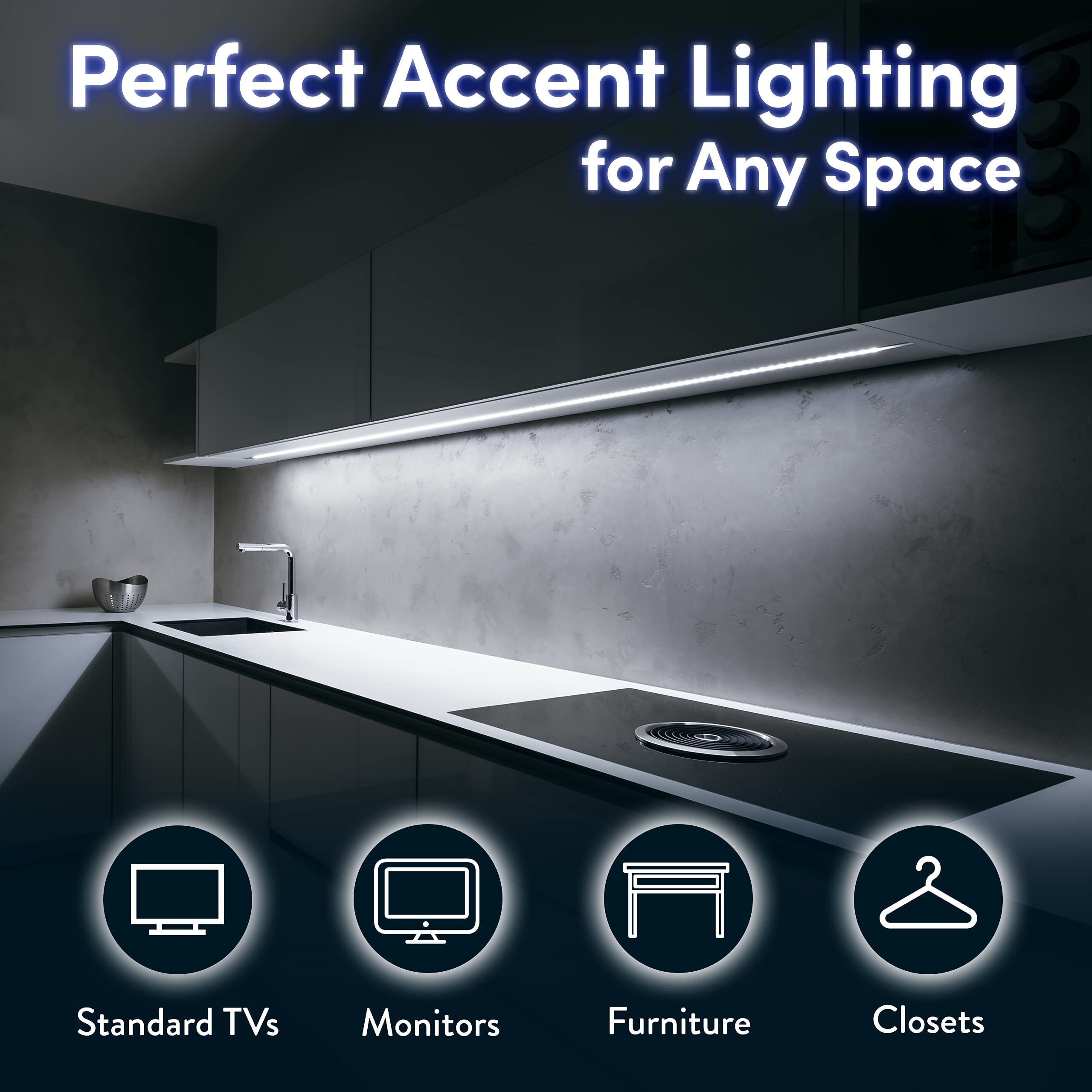 Power Practical 3M adhesive back enables easy mounting along TV edge.