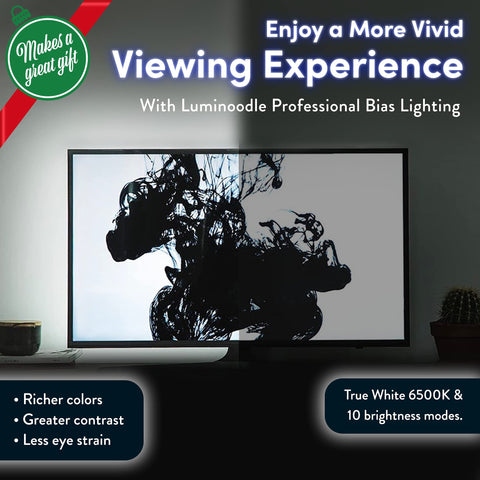 Power Practical ambient light for TV room creates comfortable eye-friendly surroundings.