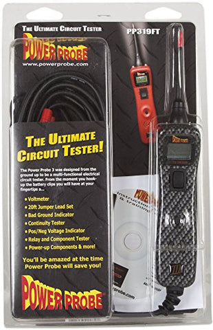 Power Probe III 20-foot cord and battery clips enable flexible testing