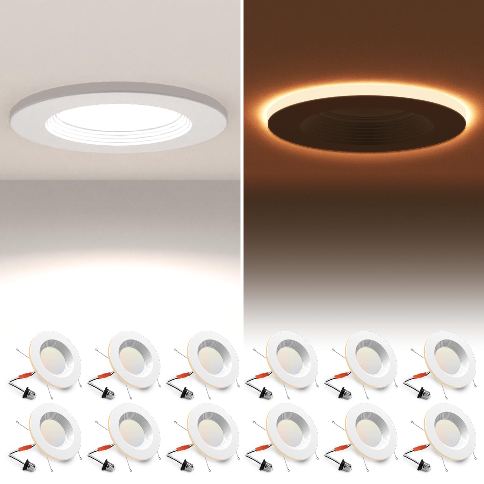 POWERASIA 12-pack 4-inch LED can light with night light provides cozy nighttime illumination