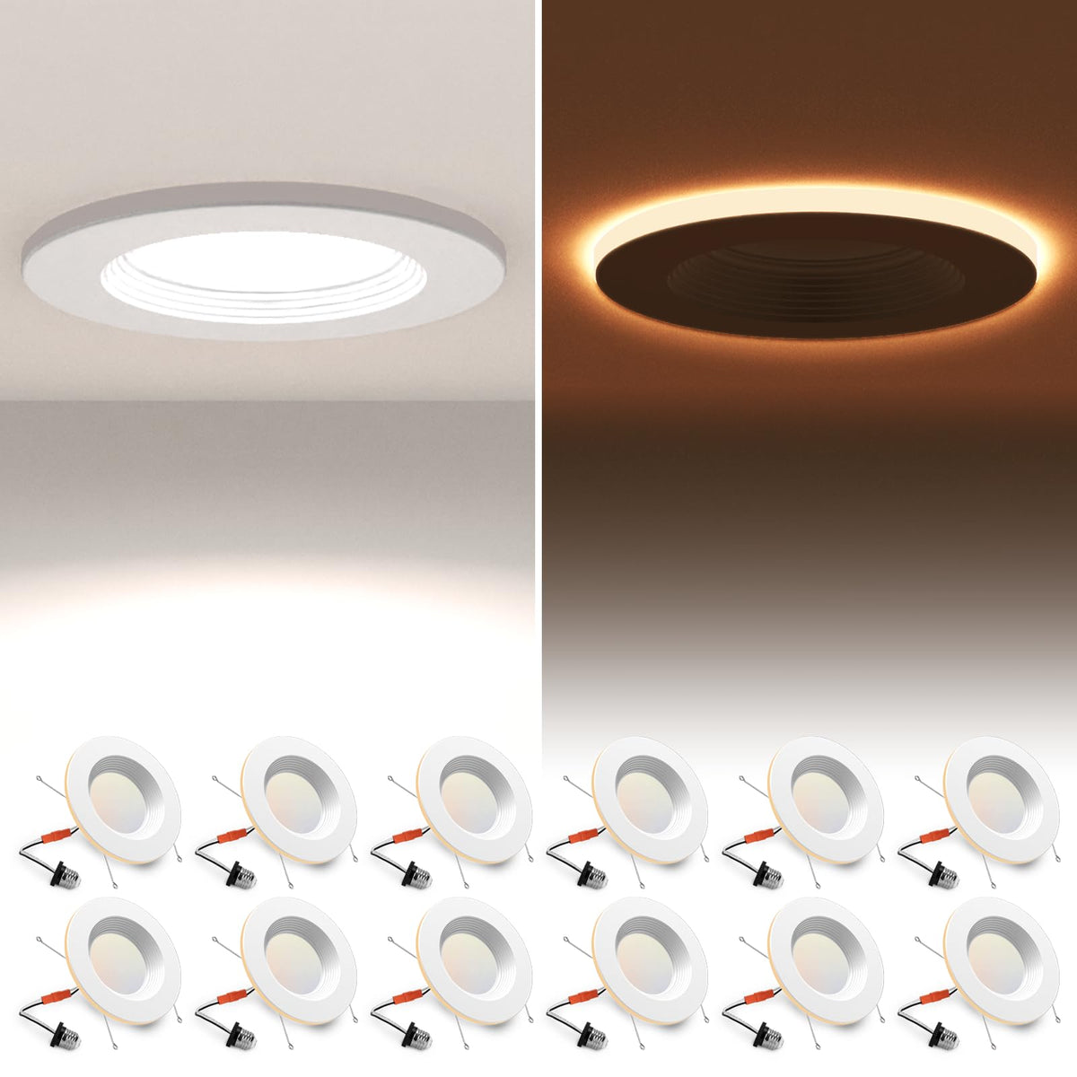 POWERASIA 12-pack 4-inch LED can light with night light provides cozy nighttime illumination