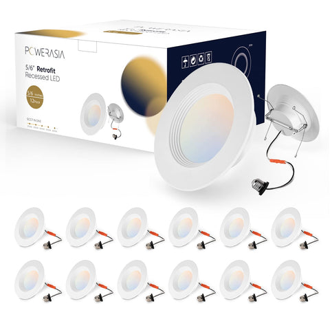 POWERASIA 12-pack 6in dimmable recessed light for versatile room illumination.