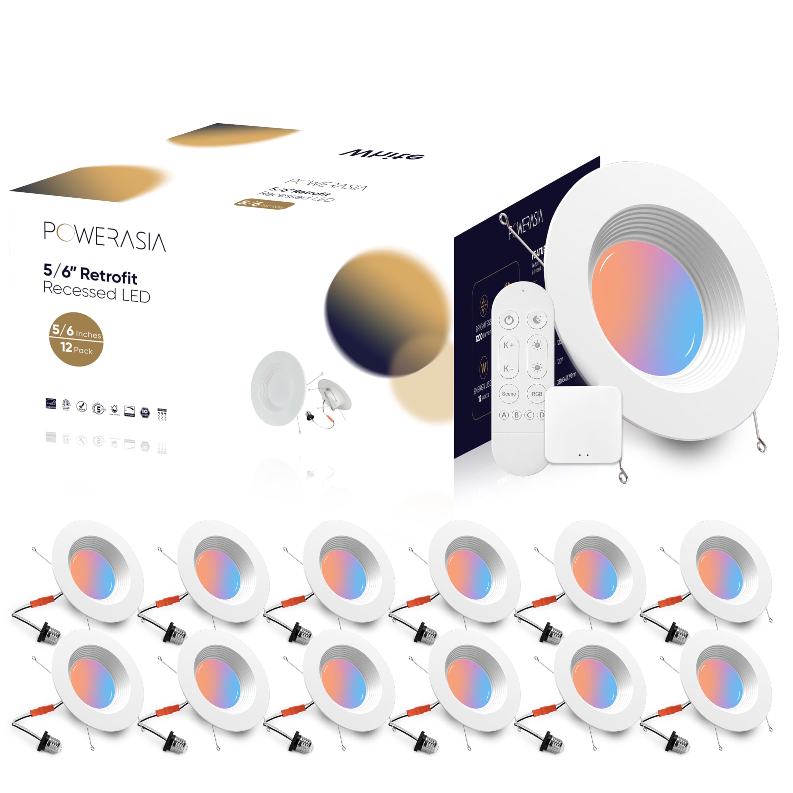 POWERASIA 12-pack LED can lights for ambient recessed lighting in living spaces