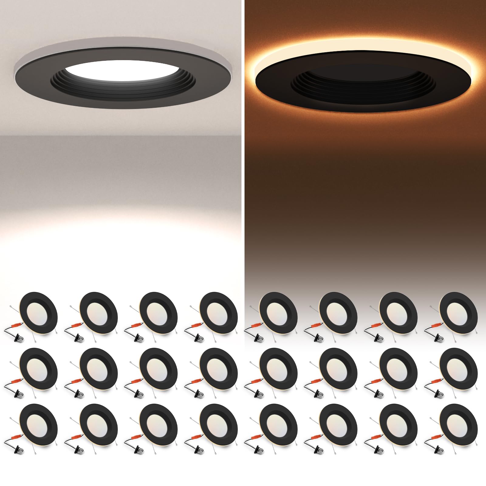 POWERASIA LED can light with night light adds warm ambient glow for bedrooms