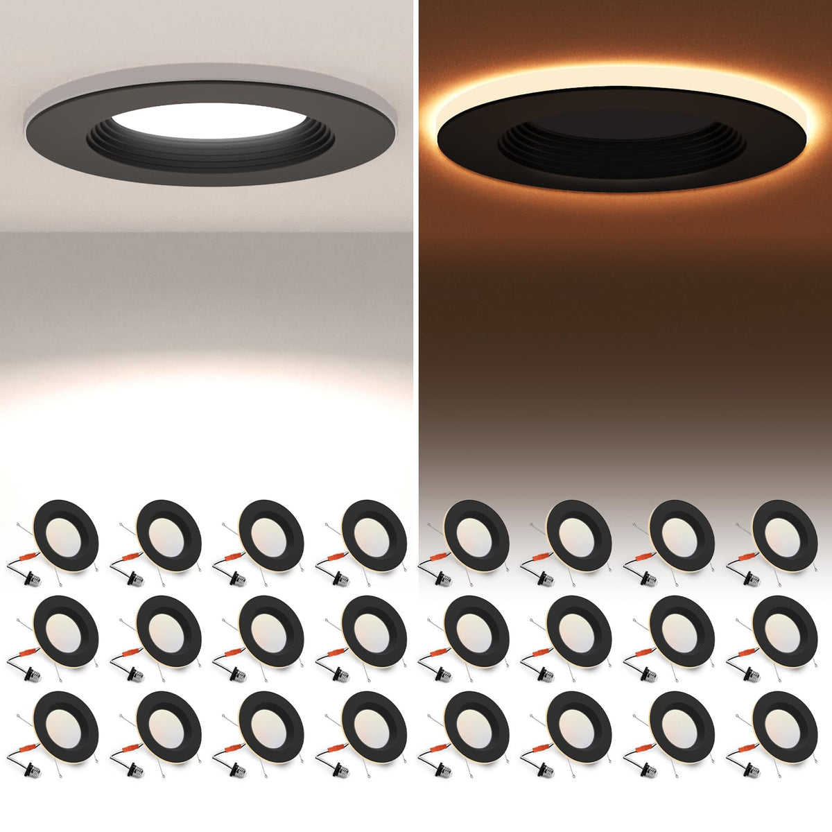 POWERASIA LED can light with night light adds warm ambient glow for bedrooms