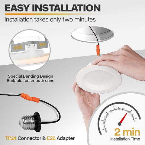 POWERASIA 4-inch LED can light with 5CCT and dimming for ambiance