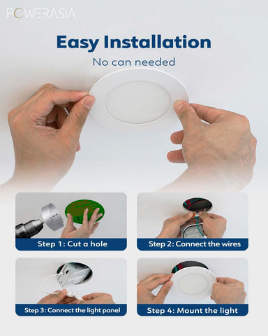 POWERASIA wet-location capable slim canless design suits bathrooms and damp areas.