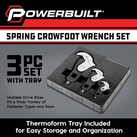 Powerbuilt 3-piece set demonstrates auto-adjusting jaws across drive sizes.