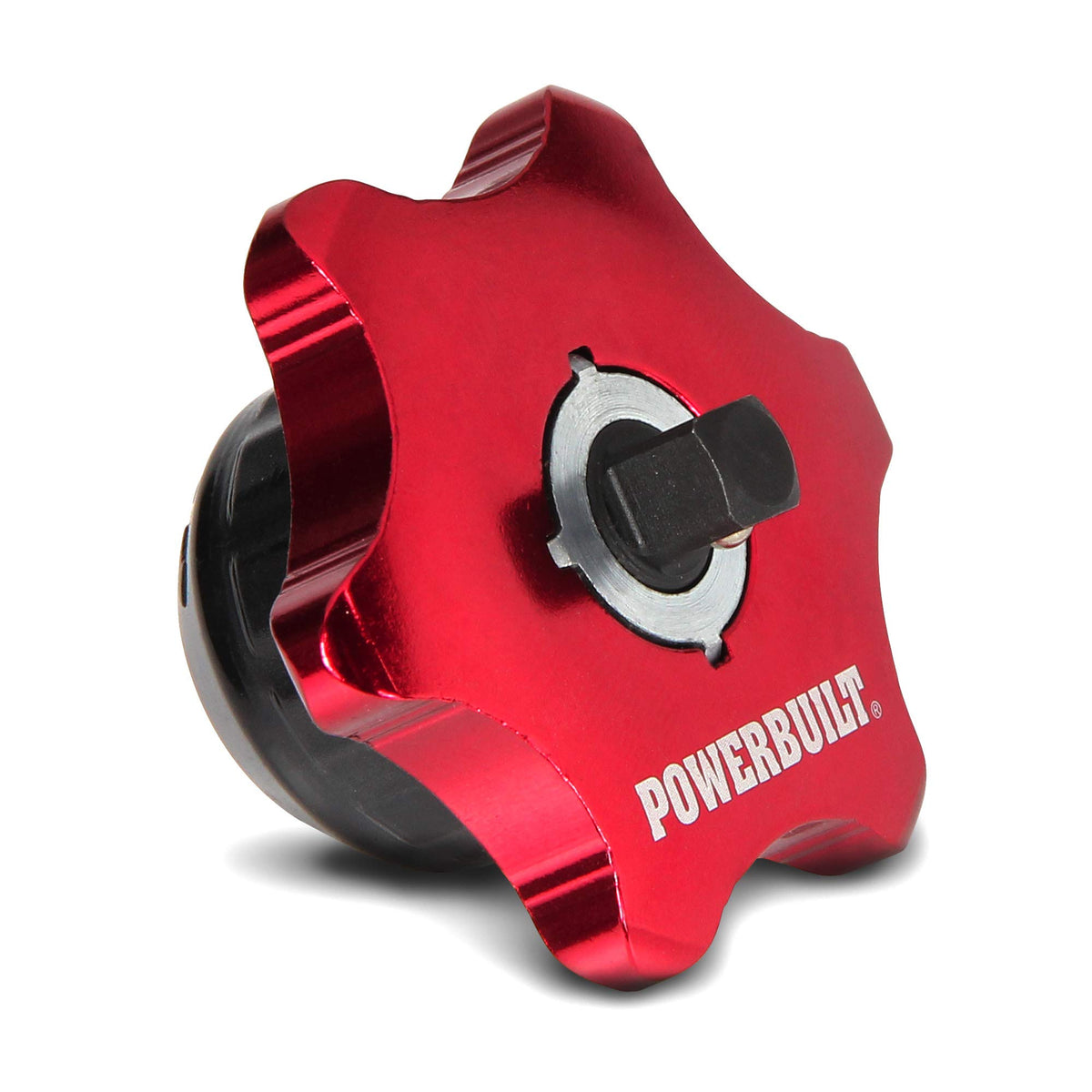 Powerbuilt finger ratchet close-up showing smooth 36-tooth gearing for precise control.
