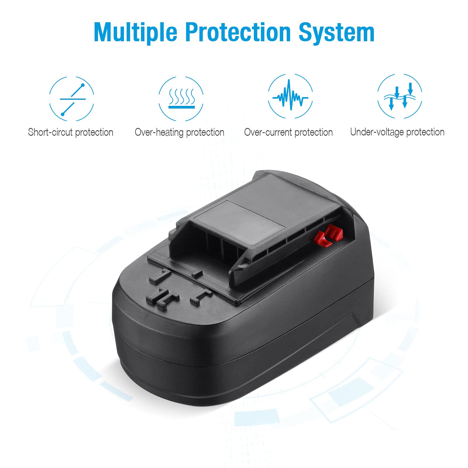 Powerextra battery in use with SKIL tool showing quick attachment.