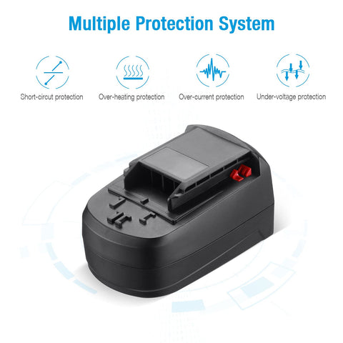 Powerextra battery in use with SKIL tool showing quick attachment.