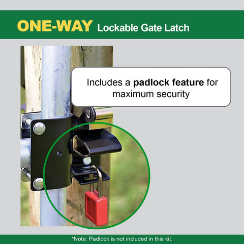 Powerfields Power-Latch durable construction supports long-lasting gate hardware for busy outdoor spaces