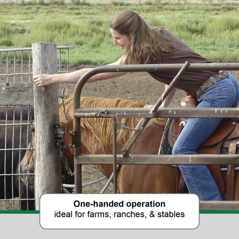 Powerfields Power-Latch in-use on a gate shows secure one-direction latch action
