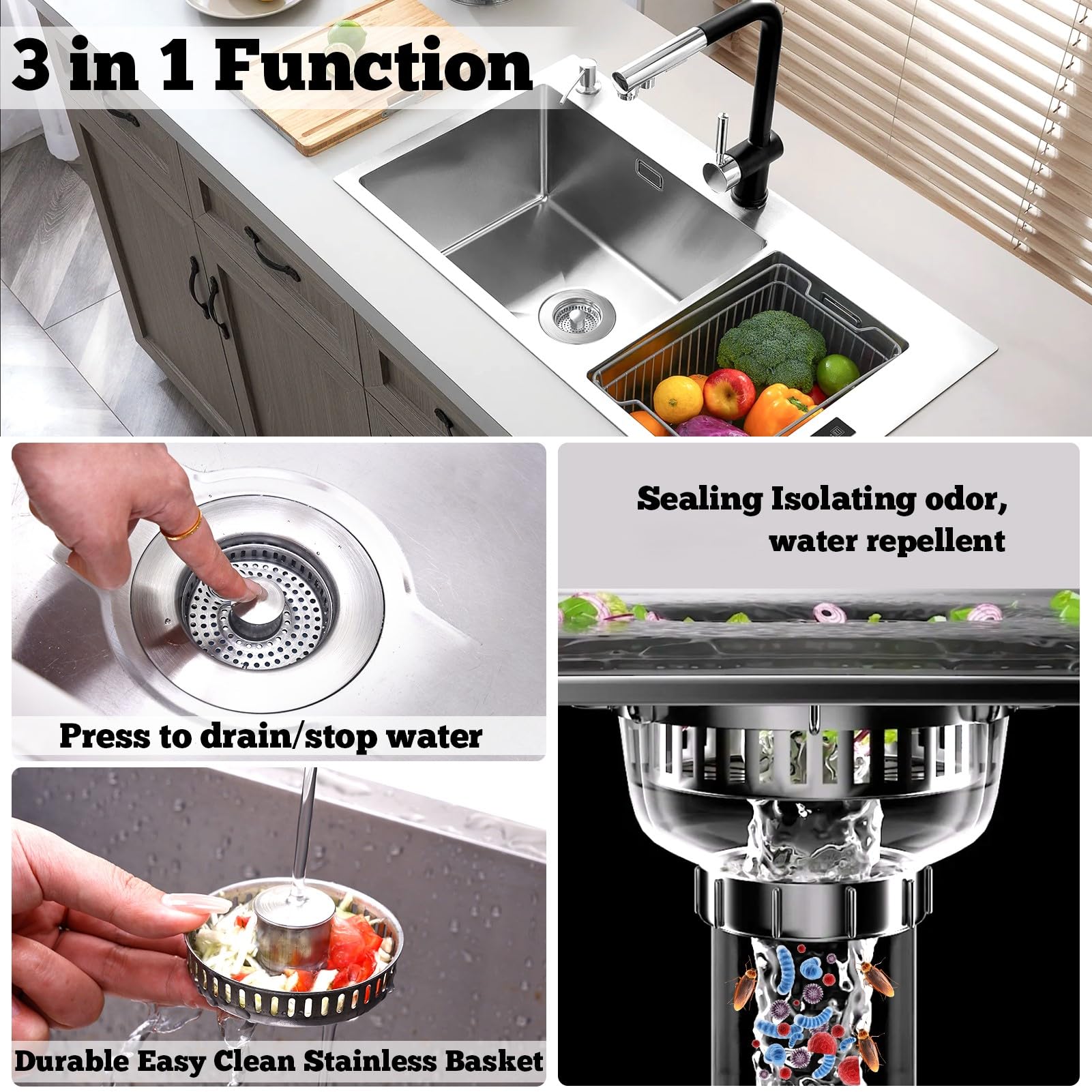POWERSIR brushed SUS304 stainless steel finish adds durability and style to modern kitchens.