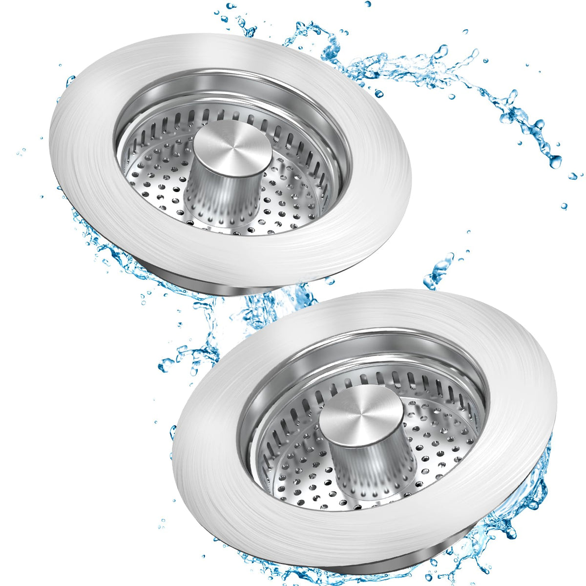 POWERSIR 3-in-1 drain strainer in action, helping prevent clogs and save water.