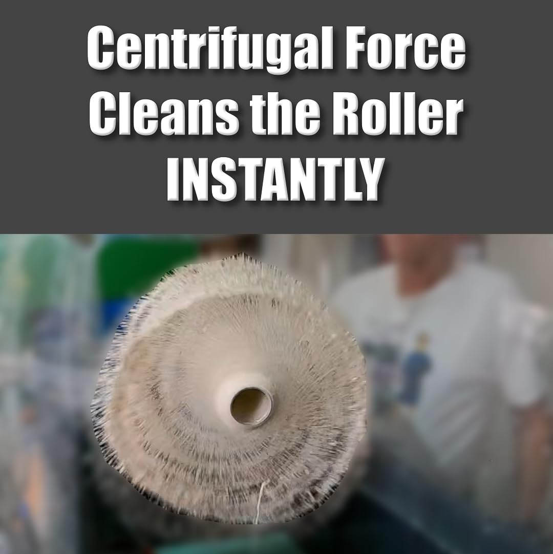 PowerSpin Pro in-drum setup shows roller cleaning inside a bucket