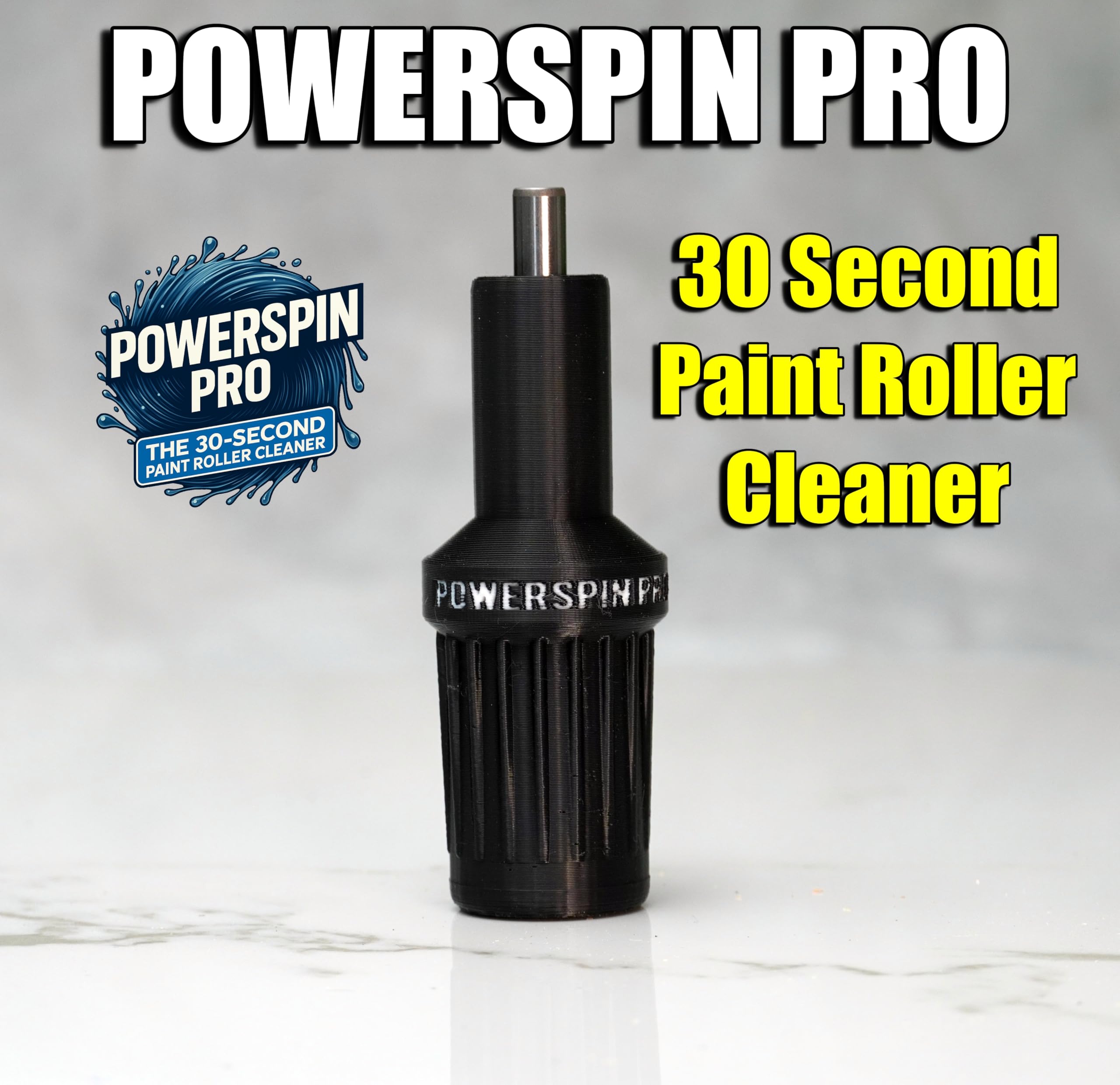 PowerSpin Pro universal drill attachment shows compatibility with standard drills