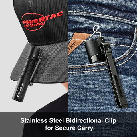 PowerTac E3R Nova anti-activation design prevents accidental presses during carry.