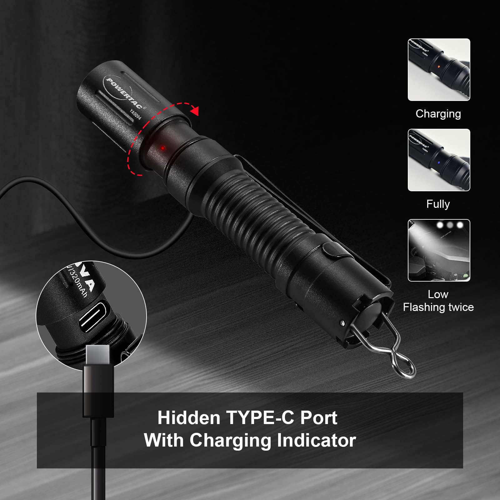 PowerTac E3R Nova USB-C port shows easy on-the-go recharging.