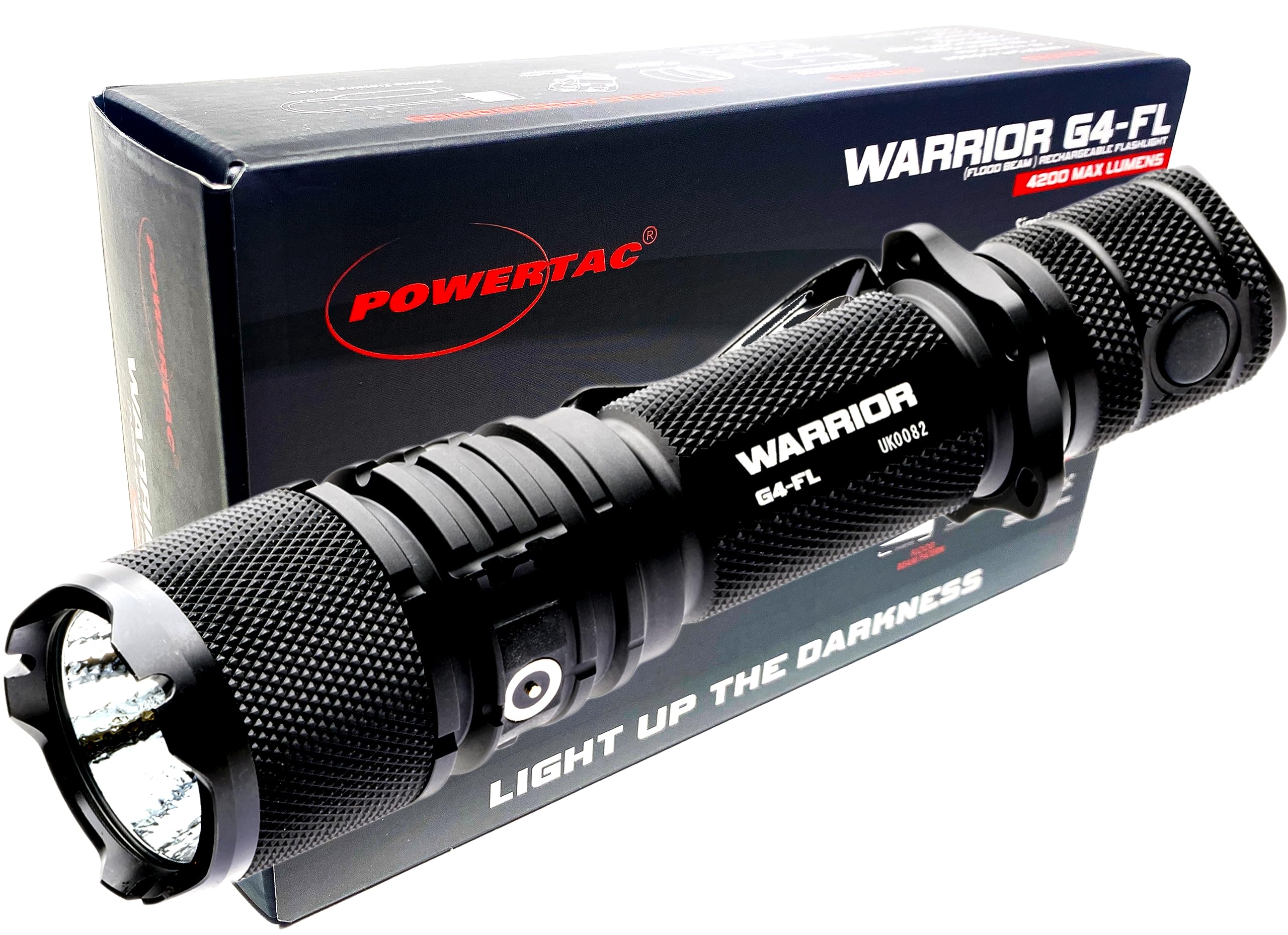 PowerTac Warrior G4-FL wide beam image shows broad illumination for search and visibility