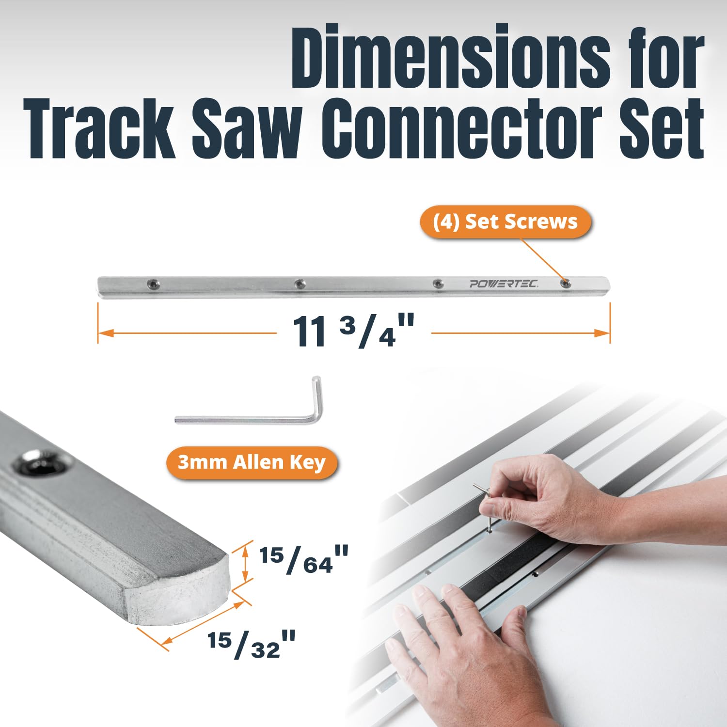 POWERTEC 71358 allen key included for easy tightening without rail damage.