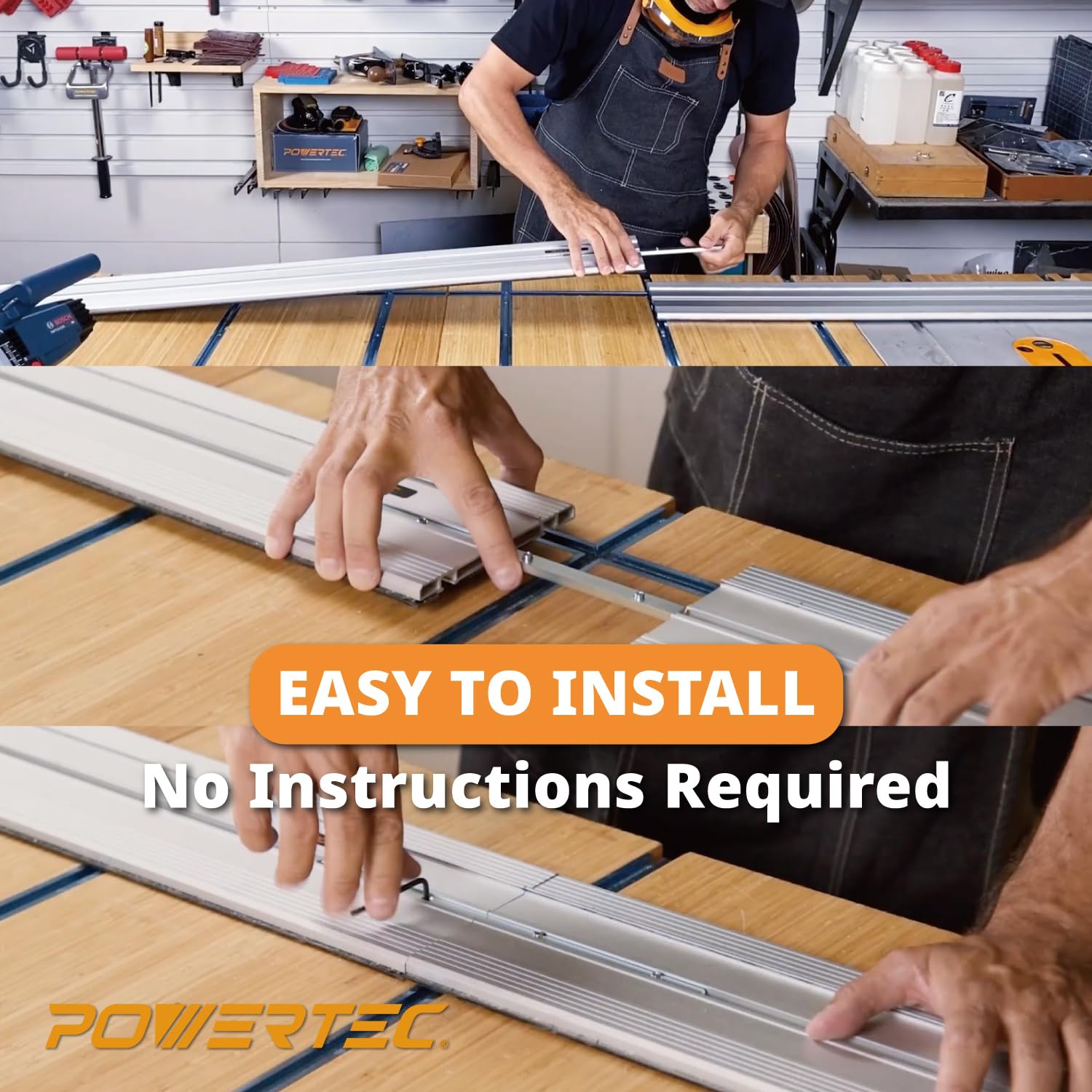POWERTEC 71358 compatible with Festool Makita DeWalt Triton guide rails.