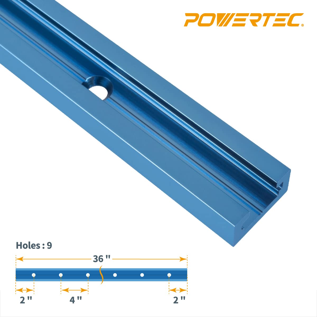 POWERTEC 71372 T-track inside groove design for versatile bolt compatibility