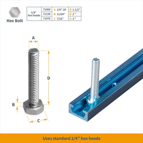 POWERTEC 71373 supports 1/4-inch T-bolts for flexible clamping setups