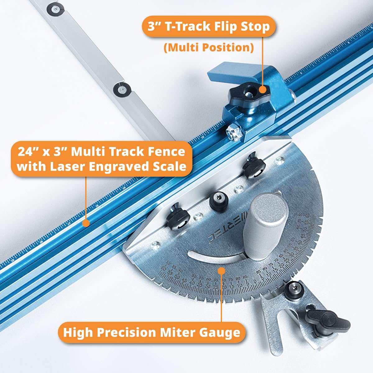 POWERTEC 71391 t-track flip stop enables quick left or right stops.