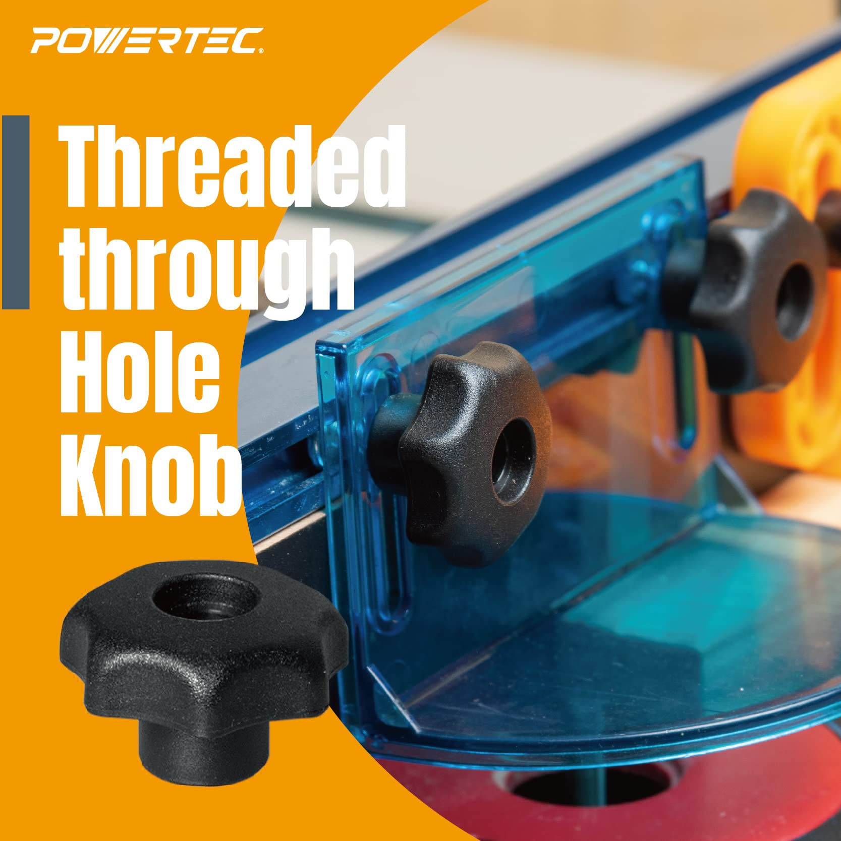 POWERTEC 71481 polypropylene knob with smooth ergonomic grip