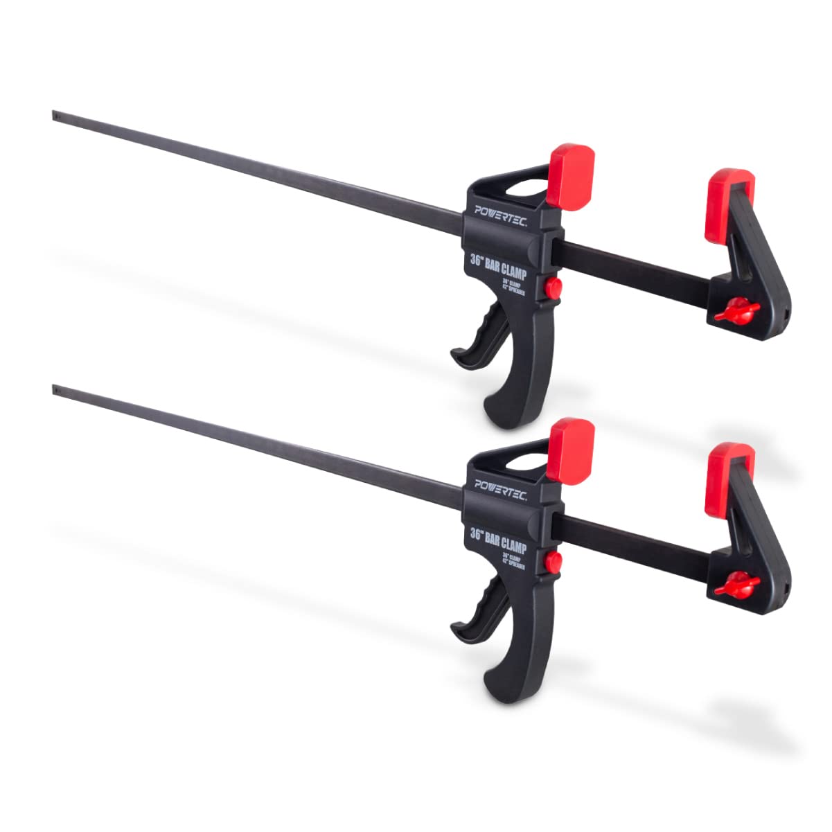 POWERTEC 71597 36in bar clamp front view for precise woodworking assembly