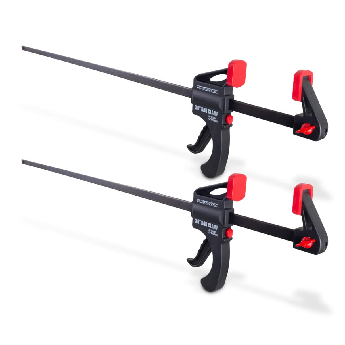 POWERTEC 71597 36in bar clamp front view for precise woodworking assembly