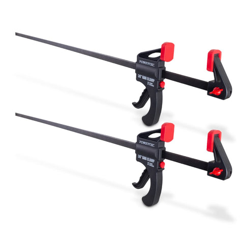 POWERTEC 71597 36in bar clamp front view for precise woodworking assembly